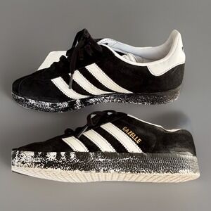Adidas Gazelle Bold Platform Black/white Distressed Soles Sneakers Men's Size 7